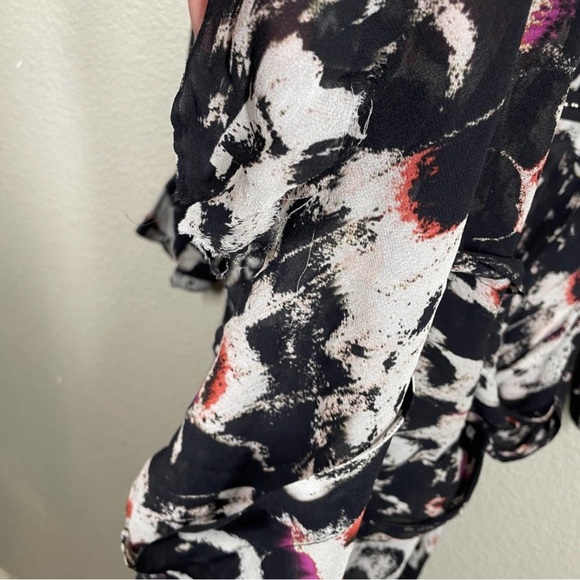 AllSaints 8 Lizia Wing Studded Asymmetrical Rocker Shift Dress Black Long Sleeve - Picture 9 of 12